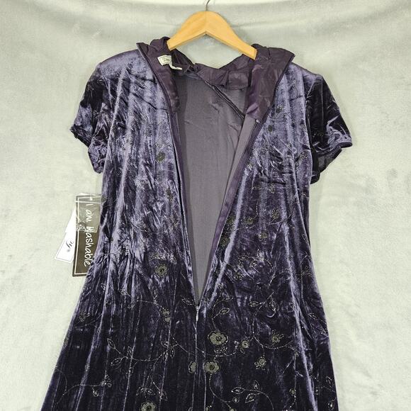 Vintage Velvet Floral Maxi Dress 9/10 Purple Fairy Goth Whimsigoth Dawn Joy Y2K - Picture 13 of 16